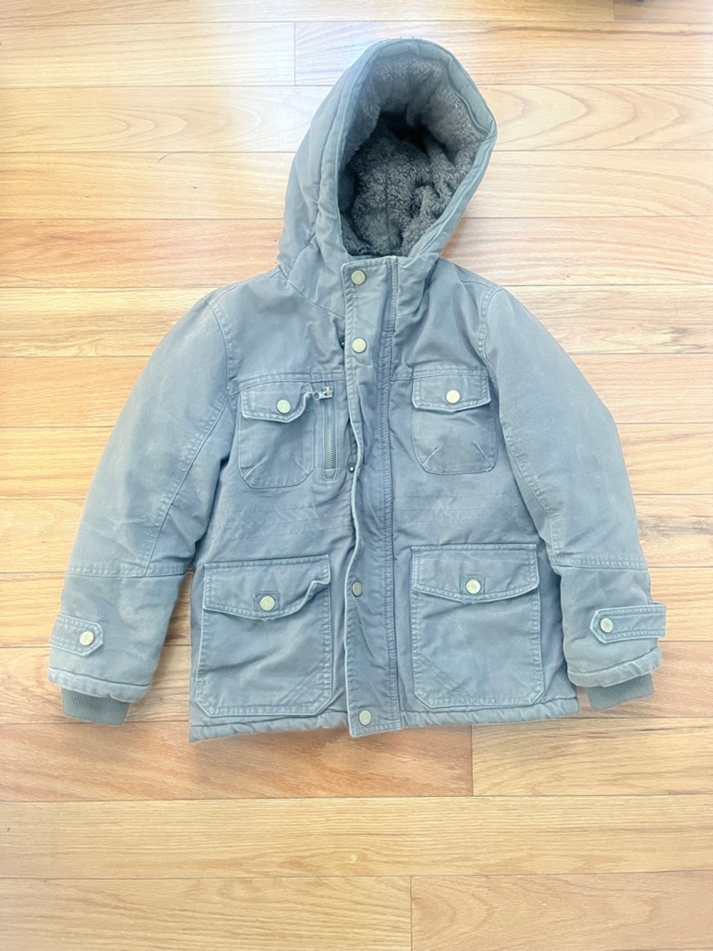 Kids Hooded Winter Jacket in Gray - Cozy Lined Coat